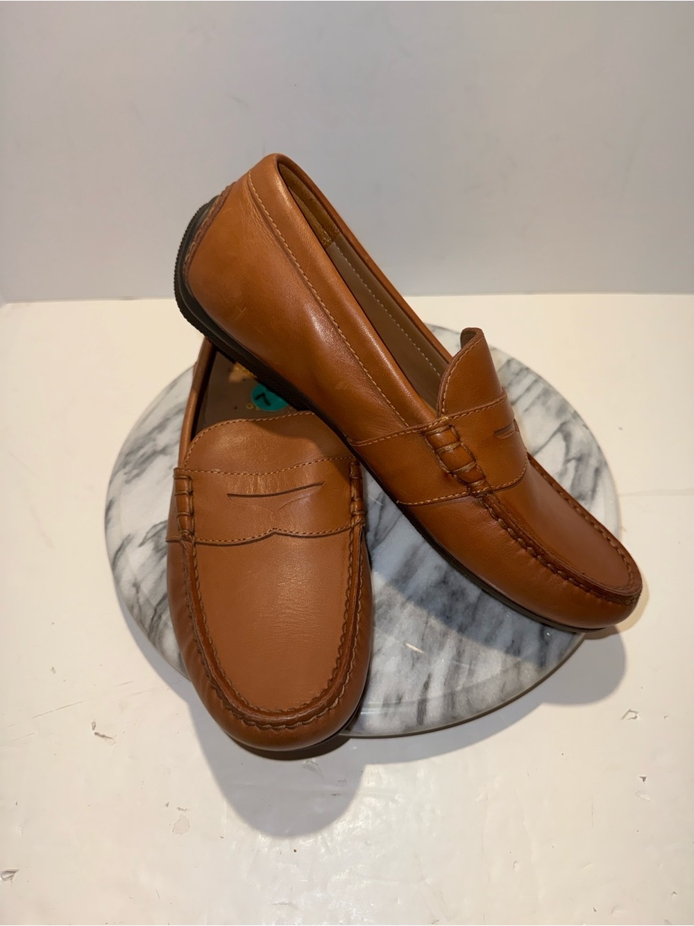 POLO RALPH LAUREN Men’s Reynold Leather Driver Penny Loafer Polo Tan  Size 7.5